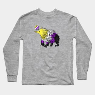 Nonbinary Echidna with Pronouns Long Sleeve T-Shirt